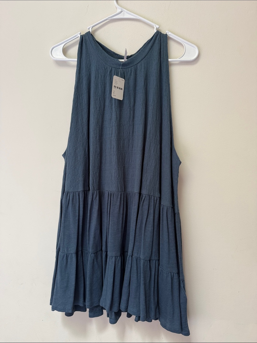 Free People Slate Blue Tiered Sleeveless Tank Dress